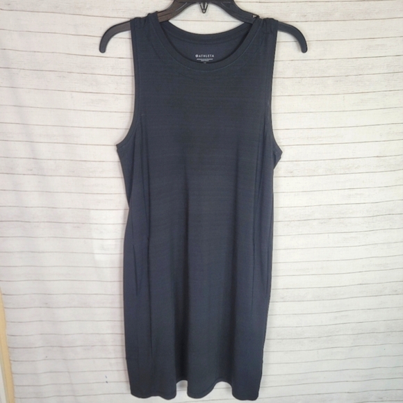 ATHLETA SLEEVELESS TANK DRESS IN BLACK, W POCKETS, SZ XS - Picture 1 of 10